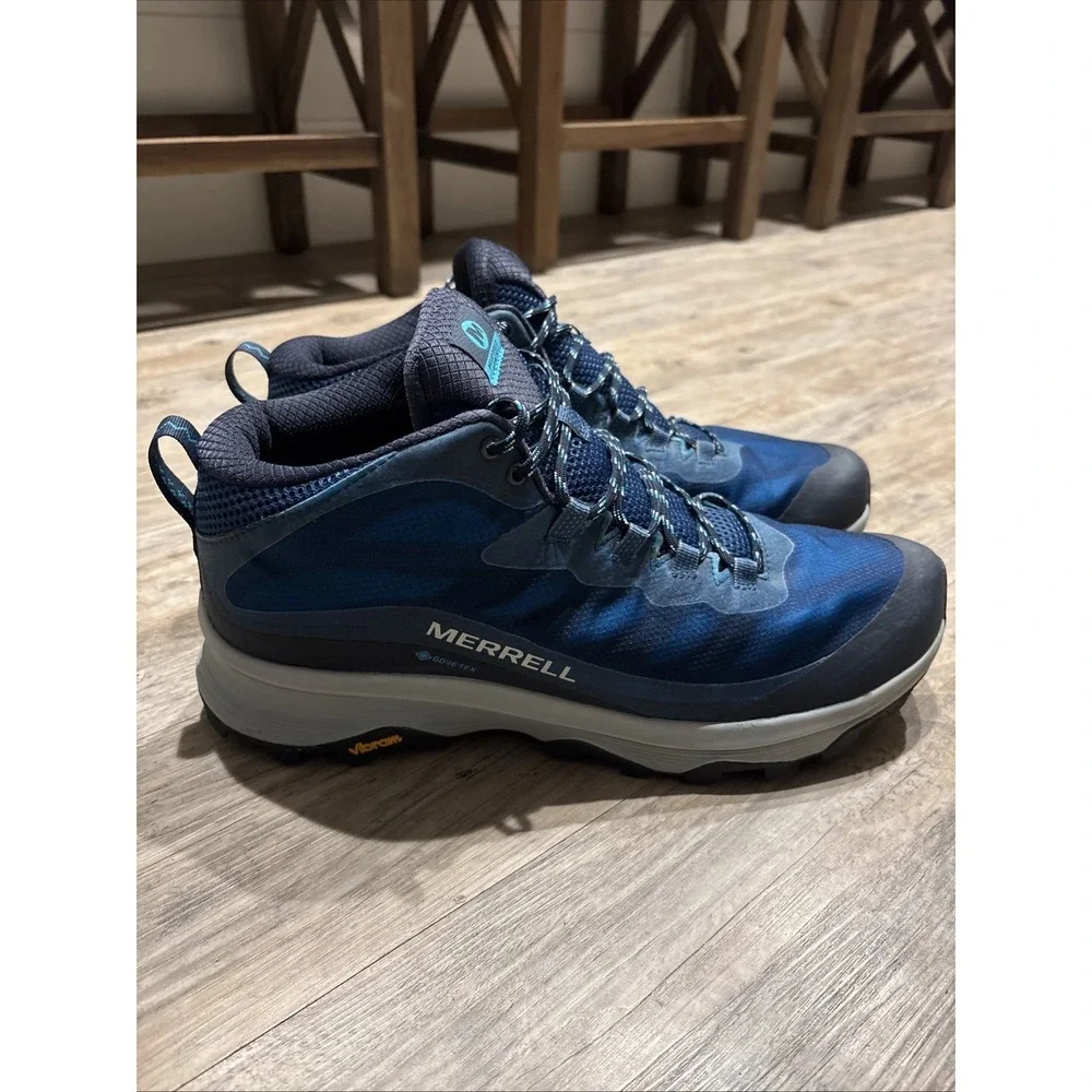 Merrell Mens Moab Speed Mid GTX Navy Marine Blue Hiking Shoes‎ GORE-TEX US 14